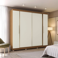 Guarda-Roupa 4 Portas 3 Gavetas Kappesberg CB03T591 Canela/Off White SE