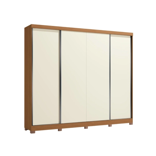 Guarda-Roupa 4 Portas de Correr 4 Gavetas Kappesberg CB03T590 Canela/Grafite/Off White SE