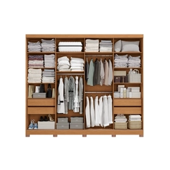 Guarda-Roupa 4 Portas de Correr 4 Gavetas Kappesberg CB03T590 Canela/Grafite/Off White SE