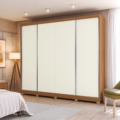 Guarda-Roupa 4 Portas de Correr 4 Gavetas Kappesberg CB03T590 Canela/Grafite/Off White SE