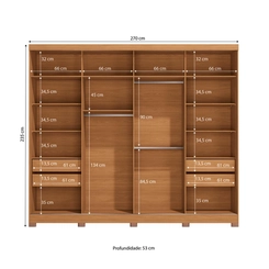 Guarda-Roupa 4 Portas de Correr 4 Gavetas Kappesberg CB03T590 Canela/Grafite/Off White SE