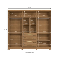 Guarda-Roupa 6 Portas 4 Gavetas Kappesberg CB03T585 Canela SE
