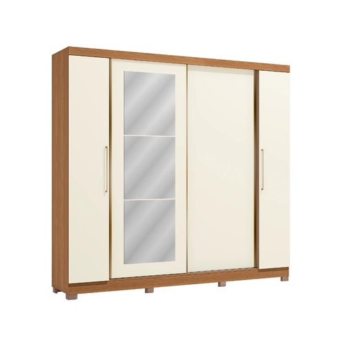Guarda-Roupa 4 Portas 3 Gavetas Kappesberg CB01T591 Canela/Off White SE