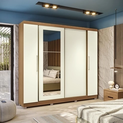 Guarda-Roupa 4 Portas 3 Gavetas Kappesberg CB01T591 Canela/Off White SE