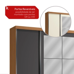 Guarda-Roupa 4 Portas de Correr 4 Gavetas Kappesberg CB01T590 Canela/Grafite/Off White SE