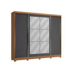 Guarda-Roupa 4 Portas de Correr 4 Gavetas Kappesberg CB01T590 Canela/Grafite/Off White SE