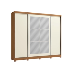 Guarda-Roupa 4 Portas de Correr 4 Gavetas Kappesberg CB01T590 Canela/Grafite/Off White SE