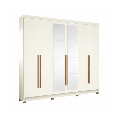 Guarda-Roupa 6 Portas 3 Gavetas Kappesberg CB01T580 Off White/Canela SE