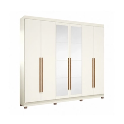 Guarda-Roupa 6 Portas 3 Gavetas Kappesberg CB01T580 Off White/Canela SE