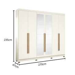 Guarda-Roupa 6 Portas 3 Gavetas Kappesberg CB01T580 Off White/Canela SE