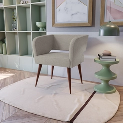 Poltrona Estofada com Braço Kappesberg Antara A074 Cinza/Branco SE