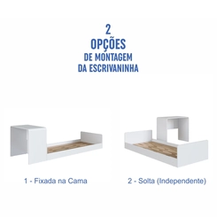 Cama Infantil Montessoriana com Escrivaninha Completa Móveis CV010 Branco SE