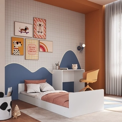 Cama Infantil Montessoriana com Escrivaninha Completa Móveis CV010 Branco SE