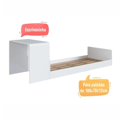 Cama Infantil Montessoriana com Escrivaninha Completa Móveis CV010 Branco SE
