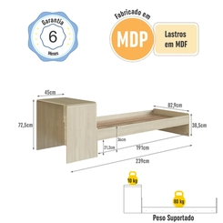 Cama Infantil Montessoriana com Escrivaninha Completa Móveis CV010 Carvalho Araguaia SE