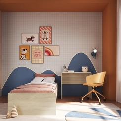 Cama Infantil Montessoriana com Escrivaninha Completa Móveis CV010 Carvalho Araguaia SE