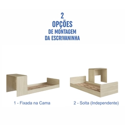 Cama Infantil Montessoriana com Escrivaninha Completa Móveis CV010 Carvalho Araguaia SE