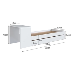Cama Infantil com Escrivaninha e Cama Auxiliar Completa Móveis CV030 Branco SE