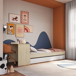 Cama Infantil com Escrivaninha Completa Móveis CV030 Carvalho Araguaia/Branco SE