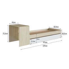 Cama Infantil com Escrivaninha Completa Móveis CV030 Carvalho Araguaia/Branco SE