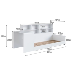 Cama Infantil Montessoriana com Escrivaninha e Estante Completa Móveis CV031 Branco SE