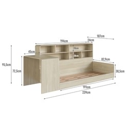 Cama Infantil Montessoriana com Escrivaninha e Estante Completa Móveis CV031 Carvalho Aragauaia SE
