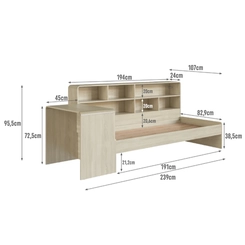 Cama Infantil Montessoriana com Escrivaninha e Estante Completa Móveis CV031 Carvalho Aragauaia SE
