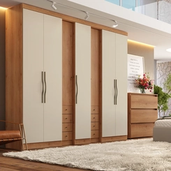 Guarda-Roupa 7 Portas 8 Gavetas THB Absolut New 5963 Freijó/Areia