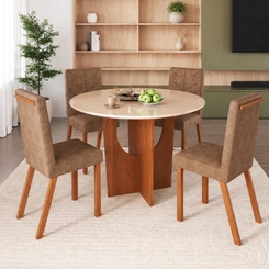 Mesa de Jantar para 4 Lugares Zamarchi 194 Canela/Off White