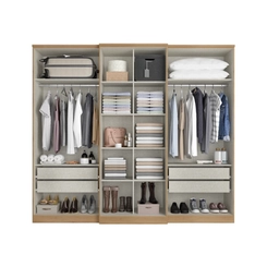 Guarda-Roupa 6 Portas 4 Gavetas THB Valência Glass 5785 Capuccino/Off White SE