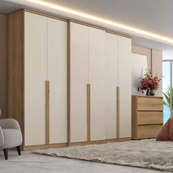 Guarda-Roupa 6 Portas 4 Gavetas THB Valência 5784 Capuccino/Off White SE