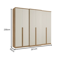 Guarda-Roupa 6 Portas 4 Gavetas THB Valência 5784 Capuccino/Off White SE