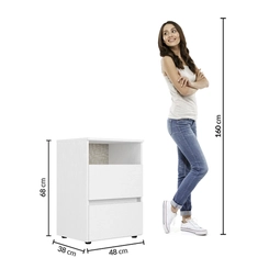 Mesa de Cabeceira 2 Gavetas THB Condessa 5887 Branco SE