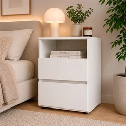 Mesa de Cabeceira 2 Gavetas THB Condessa 5887 Branco SE
