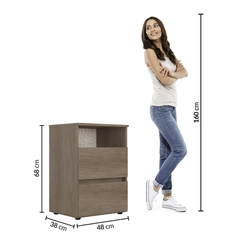Mesa de Cabeceira 2 Gavetas THB Condessa 5881 Rustic SE