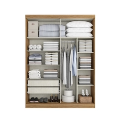 Guarda-Roupa 2 Portas de Correr 2 Gavetas THB Comfort Glass 5835 Capuccino/Azul/Off White SE