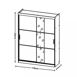 Guarda-Roupa 2 Portas de Correr 2 Gavetas THB Comfort Glass 5835 Capuccino/Azul/Off White SE