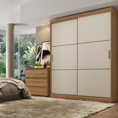 Guarda-Roupa 2 Portas de Correr THB Comfort 5834 Capuccino/Azul/Off White SE