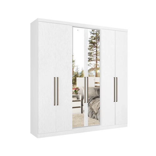 Guarda-Roupa 6 Portas 2 Gavetas THB Presence Full Glass 5827 Branco SE
