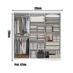 Guarda-Roupa 6 Portas 2 Gavetas THB Presence Full Glass 5827 Branco SE