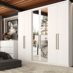 Guarda-Roupa 6 Portas 2 Gavetas THB Presence Full Glass 5827 Branco SE
