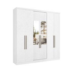 Guarda-Roupa 6 Portas 2 Gavetas THB Presence Glass 5825 Branco SE