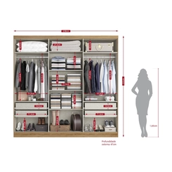 Guarda-Roupa 6 Portas 4 Gavetas THB Passione Ultra Glass 5837 Capuccino/Off White SE