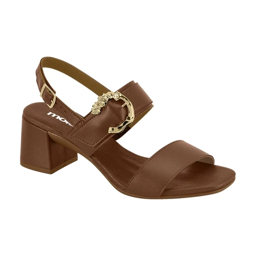 Sandália Salto Bloco Feminina Moleca 5571-9569 Marrom Avelã
