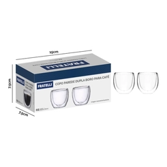 Conjunto 2 Copos Café 80ml Parede Dupla Boro Fratelli Vidro