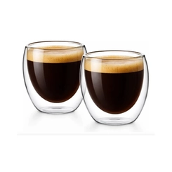 Conjunto 2 Copos Café 80ml Parede Dupla Boro Fratelli Vidro