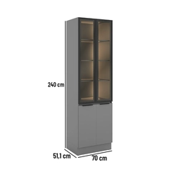 Cristaleira 4 Portas Telasul Lumina 917328-01 Cinza