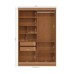 Guarda-Roupa 2 Portas de Correr 2 Gavetas Kappesberg N571 Canela/Off White SE