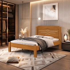 Cama Casal com Cabeceira Integrada Cambel Sofia Nature/Off White