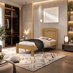Cama Solteiro com Cabeceira Integrada Cambel Sofia Nature/Off White